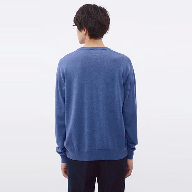 AOYAMA 【洋服の青山】洗える ニット メンズ 秋冬用 ブルー 青色