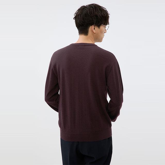 AOYAMA 【洋服の青山】洗える ニット メンズ 秋冬用 ワイン エンジ