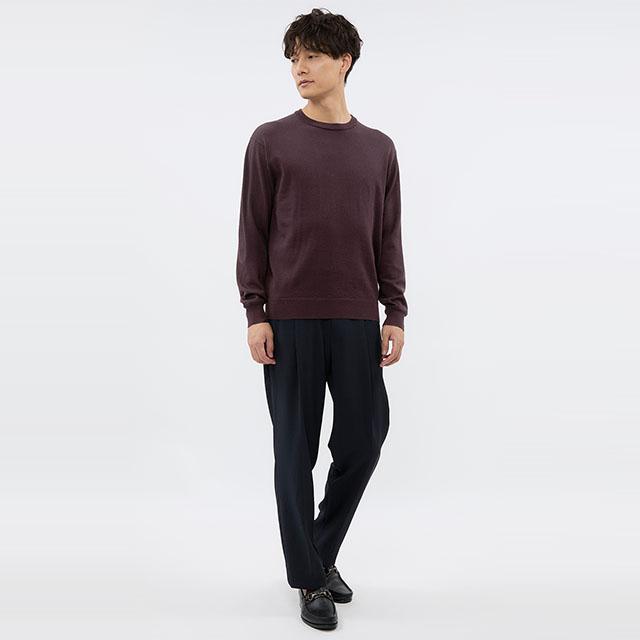 AOYAMA 【洋服の青山】洗える ニット メンズ 秋冬用 ワイン エンジ