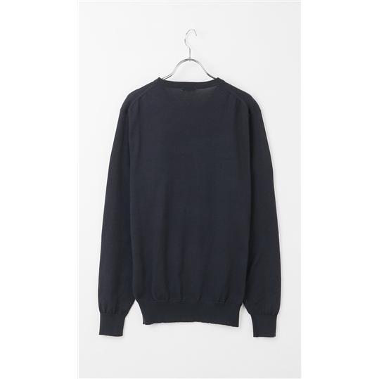ebure ウール100 長袖ニット クルーネック ダークネイビー ebure ウール100 長袖ニット クルーネック ダークネイビー 【公式通販】