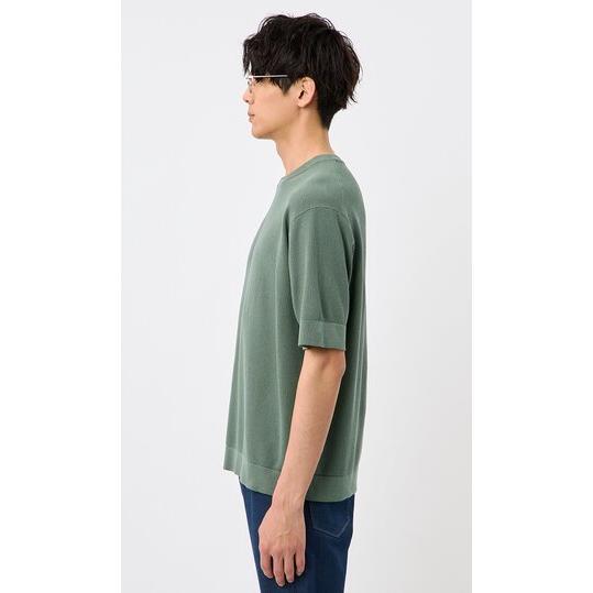 AOYAMA 【洋服の青山】洗える ニット Tシャツ メンズ 春夏グリーン 緑