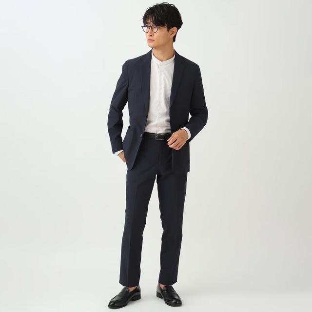 AOYAMA 【洋服の青山】メンズ スラックス 春夏 ネイビー シアサッカー