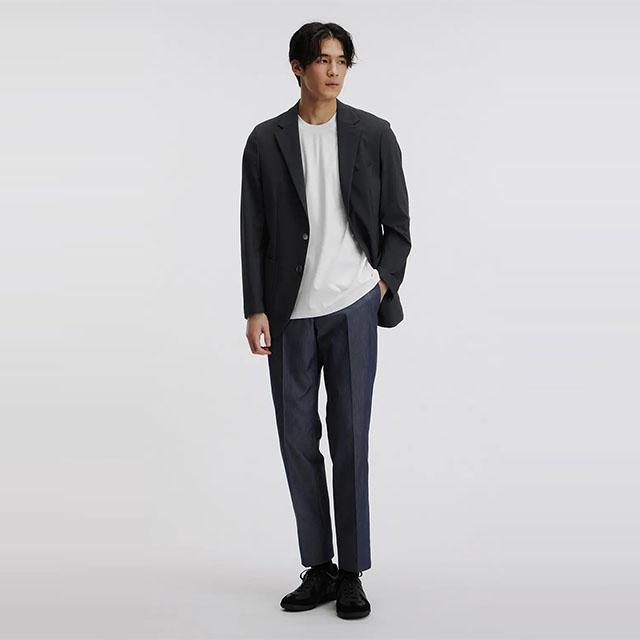 AOYAMA 【洋服の青山】スラックス メンズ ネイビー 紺 春夏 デニム風