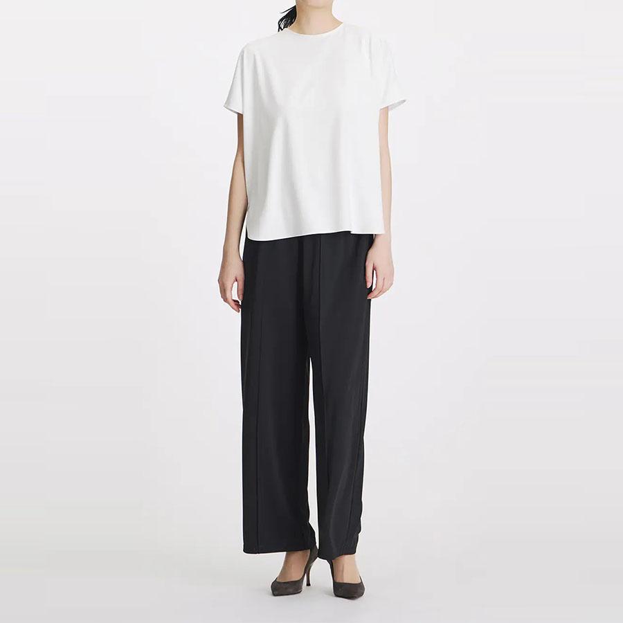 【美品】25SS リネンクルーネックハーフスリーブ OFF オフホワイト 日本製 AOYAMA 【洋服の青山】盛夏 ホワイト系 透けないカットソー フレンチ