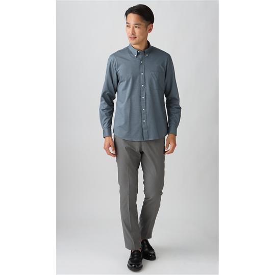AOYAMA 【洋服の青山】ネイビー 系ニット シャツ メンズ ボタンダウン
