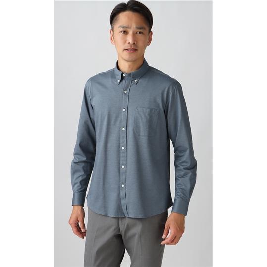 AOYAMA 【洋服の青山】ネイビー 系ニット シャツ メンズ ボタンダウン