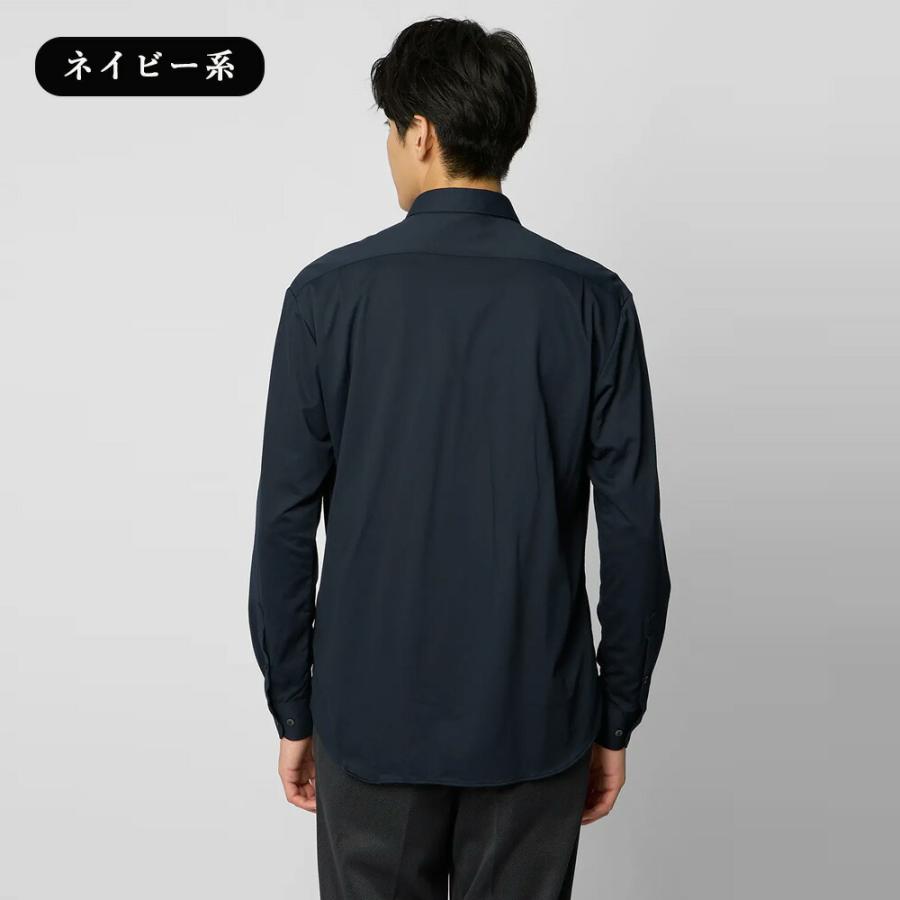 AOYAMA 【洋服の青山】ニットシャツ 長袖 メンズ 春夏 秋冬 ネイビー