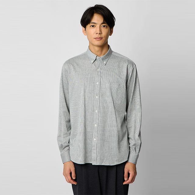 AOYAMA 【洋服の青山】ニットシャツ 長袖 メンズ 春夏 秋冬 グレー