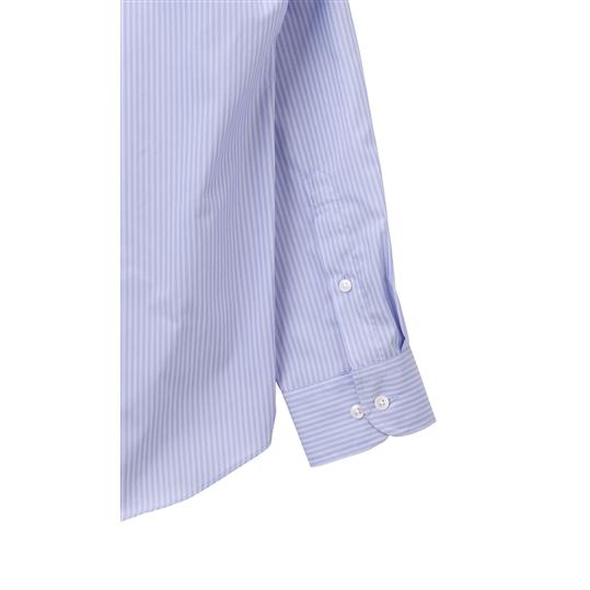 青と白のストライプ バンドカラー長袖シャツ シャツ ストライプバンドカラーシャツ メンズ レディース/長袖