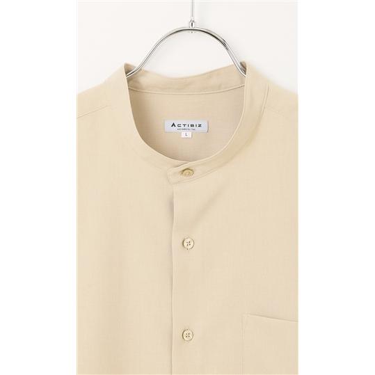 AOYAMA 【洋服の青山】接触冷感 リネンライクバンドカラーシャツ 7分袖