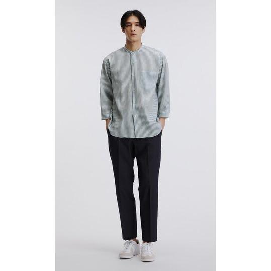 AOYAMA 【洋服の青山】綿100％ バンドカラーシャツ 7分袖 メンズ