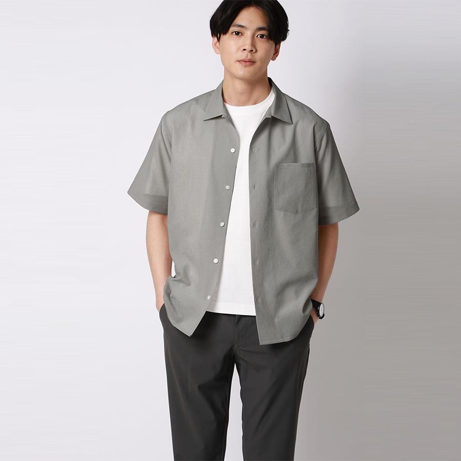 AOYAMA 【洋服の青山】エアリーシャツ メンズ 半袖 盛夏 夏用 グレー