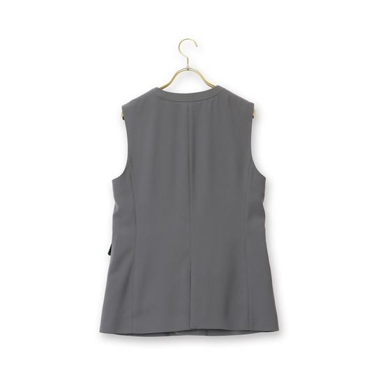 【洋服の青山】春夏 ホワイト系 シャツジレ ジレ 裏地なし センターベント 外ポケット:2 AOYAMA 【洋服の青山】レディース ジレ 無地 ノースリーブ 春 夏