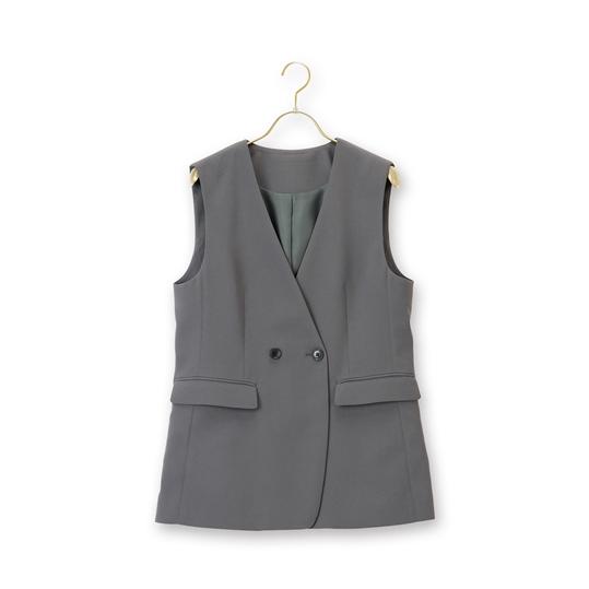 AOYAMA 【洋服の青山】レディース ジレ 無地 ノースリーブ 春 夏 秋 冬