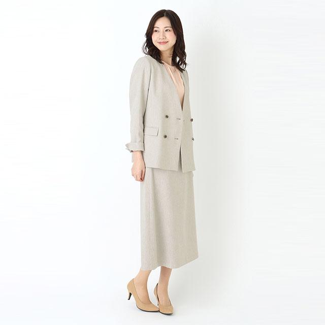 AOYAMA 【洋服の青山】セットアップ可 ダブルジャケット ノーカラー