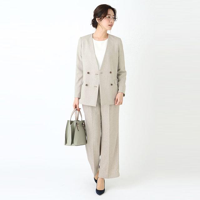 AOYAMA 【洋服の青山】セットアップ可 ダブルジャケット ノーカラー
