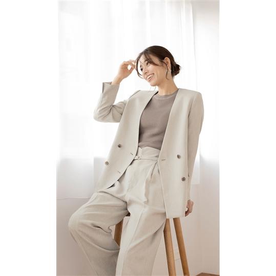 【未使用品】shareef ダブルジャケット スーツセットアップ　ブルー 4ボタンダブルジャケット《セットアップ着用可》 (AJ235120-C