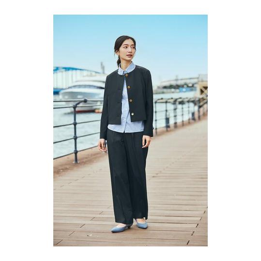 AOYAMA 【洋服の青山】ジャケット ショート丈 クルーネック レディース