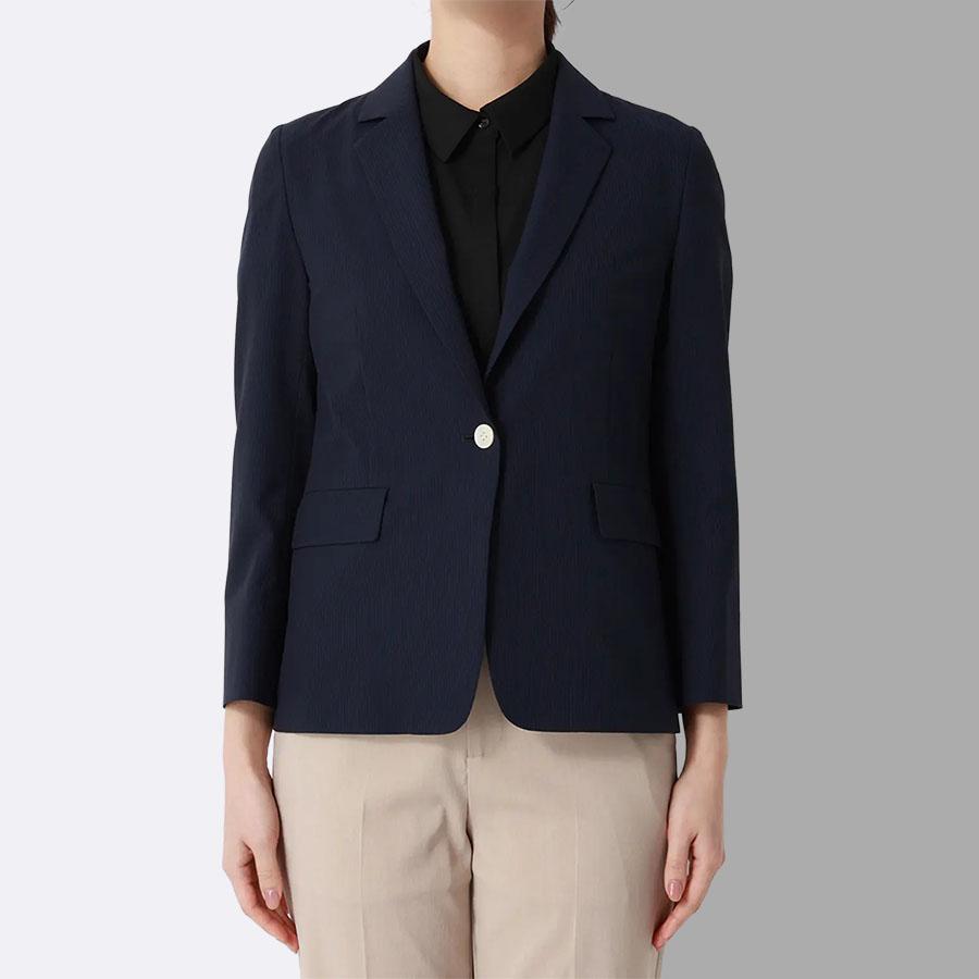AOYAMA 【洋服の青山】接触冷感 ジャケット 夏 レディース ネイビー 紺