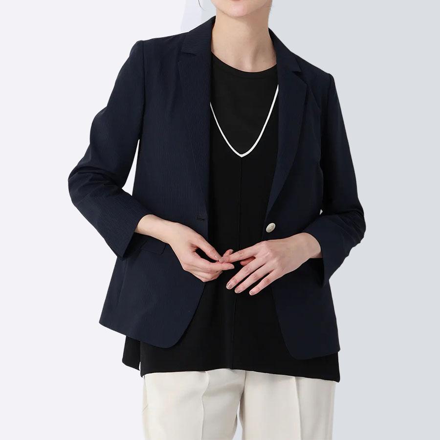 AOYAMA 【洋服の青山】接触冷感 ジャケット 夏 レディース ネイビー 紺