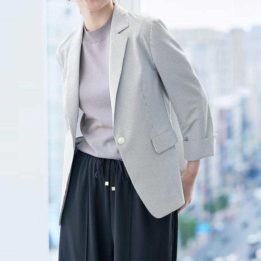 AOYAMA 【洋服の青山】接触冷感 ジャケット 夏 レディース グレー 灰色