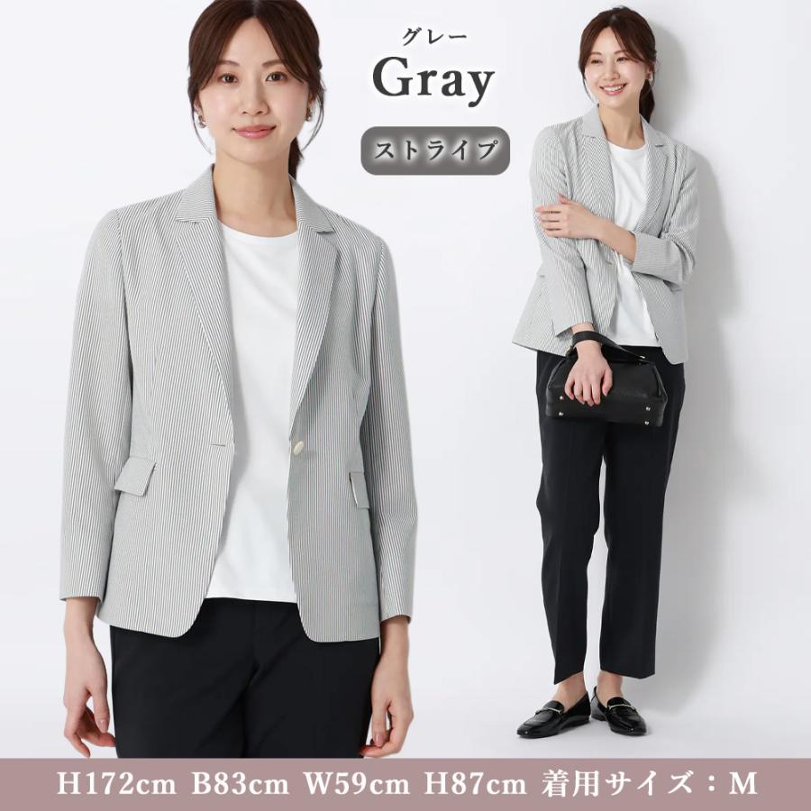 AOYAMA 【洋服の青山】接触冷感 ジャケット 夏 レディース グレー 灰色