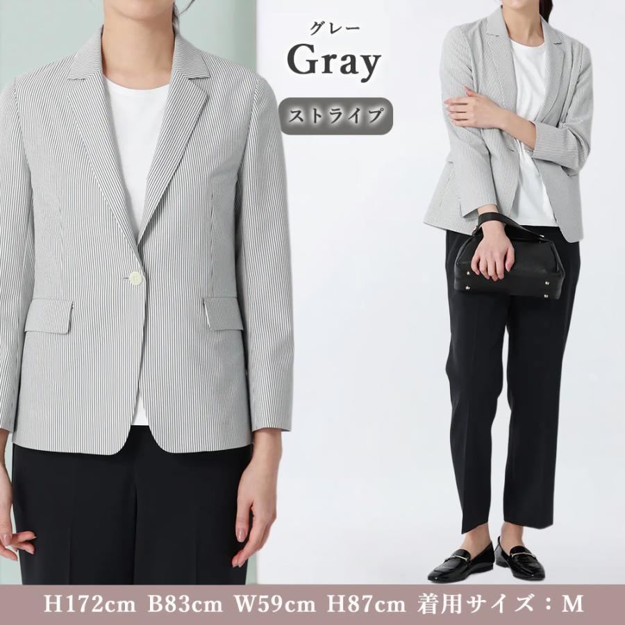 AOYAMA 【洋服の青山】接触冷感 ジャケット 夏 レディース グレー 灰色