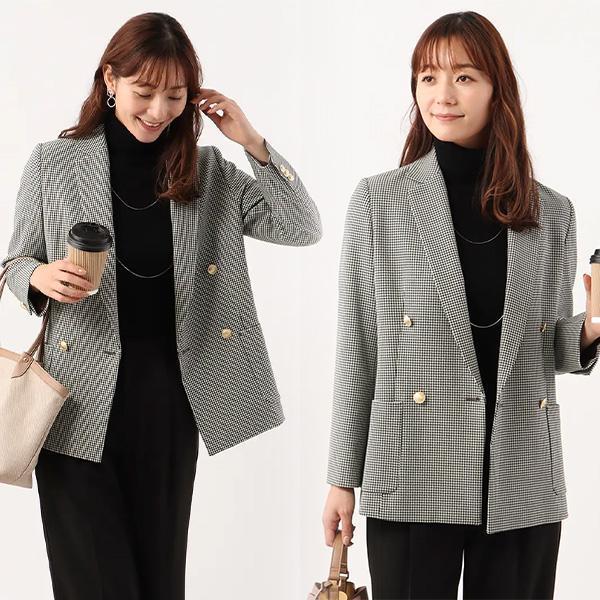AOYAMA 【洋服の青山】ダブルジャケット レディース 千鳥柄 AOYAMA 【洋服の青山】ダブルジャケット レディース 千鳥柄