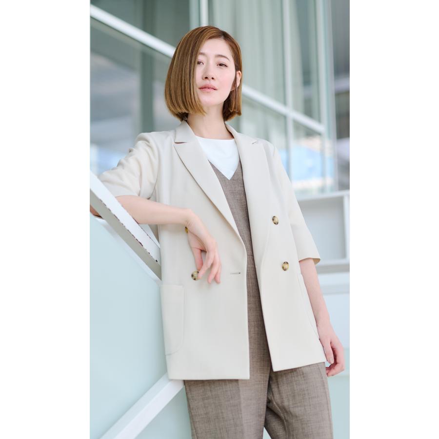 AOYAMA 【洋服の青山】春夏 ホワイト系 ダブルシャツジャケット【半袖