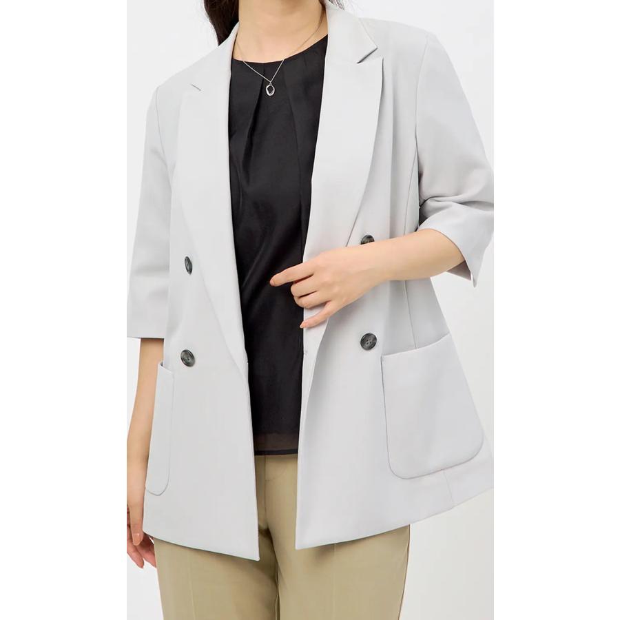 AOYAMA 【洋服の青山】ダブルシャツジャケット レディース 春夏 グレー