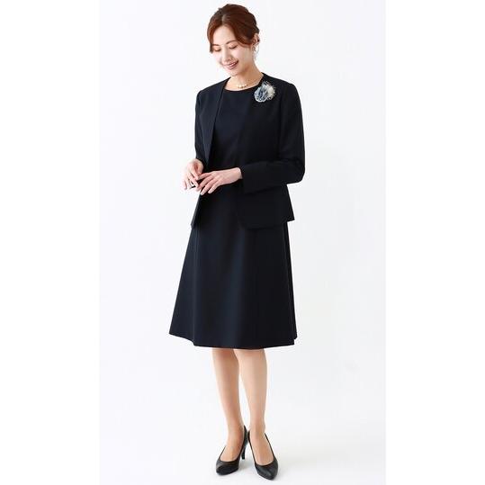 専用 極美品 アナセットアップ スーツ ワンピース ジャケット ネイビー AOYAMA 【洋服の青山】オールシーズン ネイビー系 半袖フレア