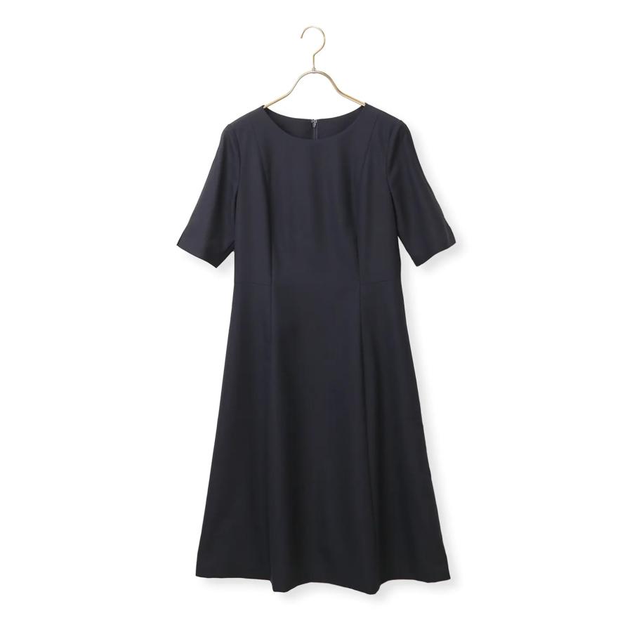 ネイビー 半袖フレアワンピース AOYAMA 【洋服の青山】オールシーズン ネイビー系 半袖フレア