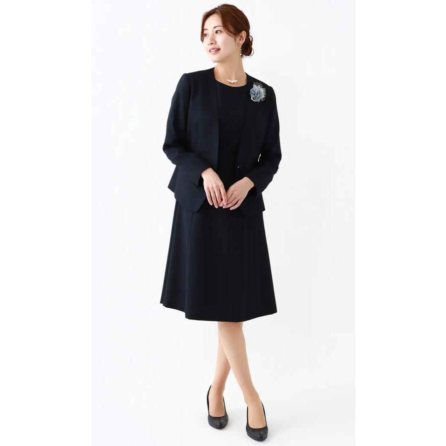 AOYAMA 【洋服の青山】オールシーズン ネイビー系 半袖フレア