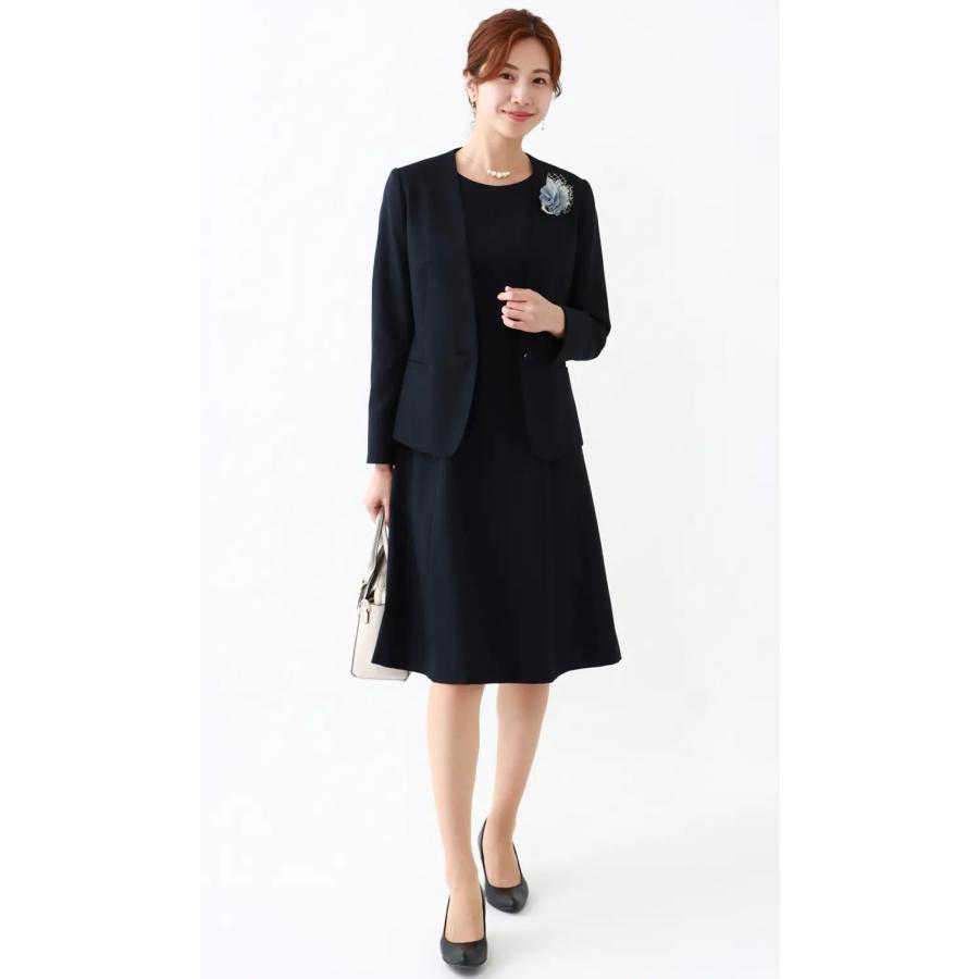 AOYAMA 【洋服の青山】オールシーズン ネイビー系 半袖フレア