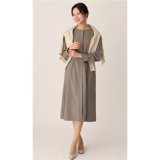 AOYAMA 【洋服の青山】ワンピース フレア ロング丈 ベルト付き