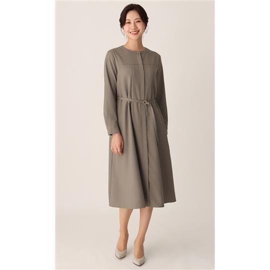 AOYAMA 【洋服の青山】ワンピース フレア ロング丈 ベルト付き