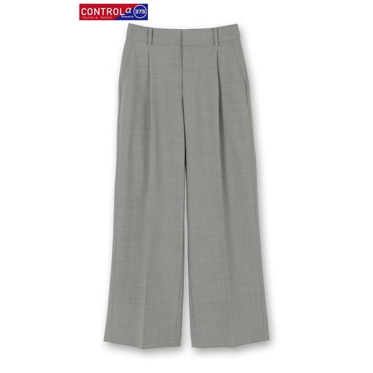 ANCHOR WOMAN PERSON'S パンツスーツ上下 グレー 19号 AOYAMA 【洋服の青山】裾上げ済み セミワイドパンツ レディース オール
