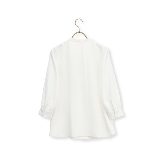 AOYAMA 【洋服の青山】タックブラウス レディース 7分袖 白無地 オール