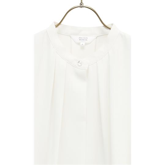 AOYAMA 【洋服の青山】タックブラウス レディース 7分袖 白無地 オール
