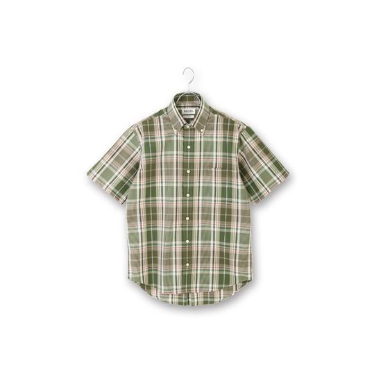 AOYAMA 【洋服の青山】メンズ 春夏用 グリーン系 ボタンダウンチェック