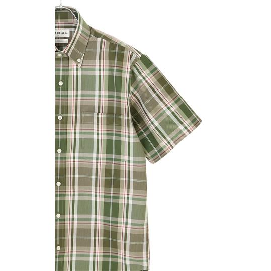 AOYAMA 【洋服の青山】メンズ 春夏用 グリーン系 ボタンダウンチェック