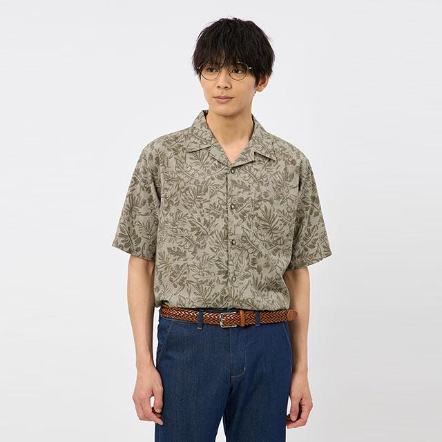 N°21 カーキ色 半袖シャツ MinoriTY（マイノリティ） オーバサイズ 半袖シャツ メンズ ロング
