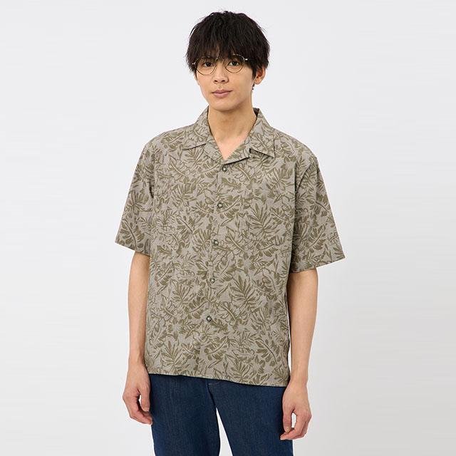 AOYAMA 【洋服の青山】カジュアルシャツ 半袖 メンズ 盛夏 カーキ 緑