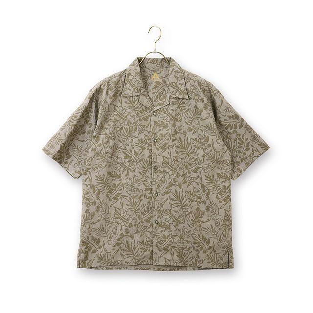 AOYAMA 【洋服の青山】カジュアルシャツ 半袖 メンズ 盛夏 カーキ 緑
