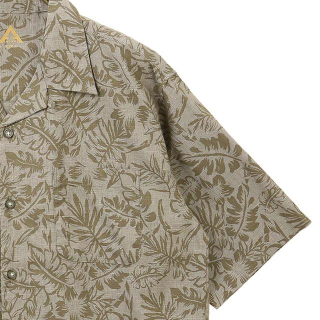 AOYAMA 【洋服の青山】カジュアルシャツ 半袖 メンズ 盛夏 カーキ 緑