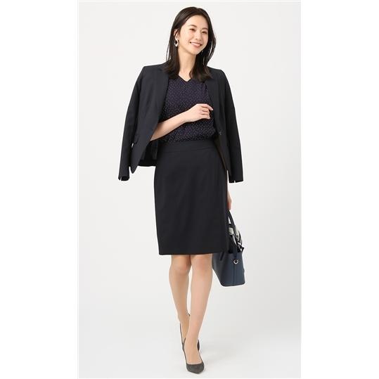 洋服の青山】セット着用可 タイトスカート 夏用 涼しい ネイビー 紺  