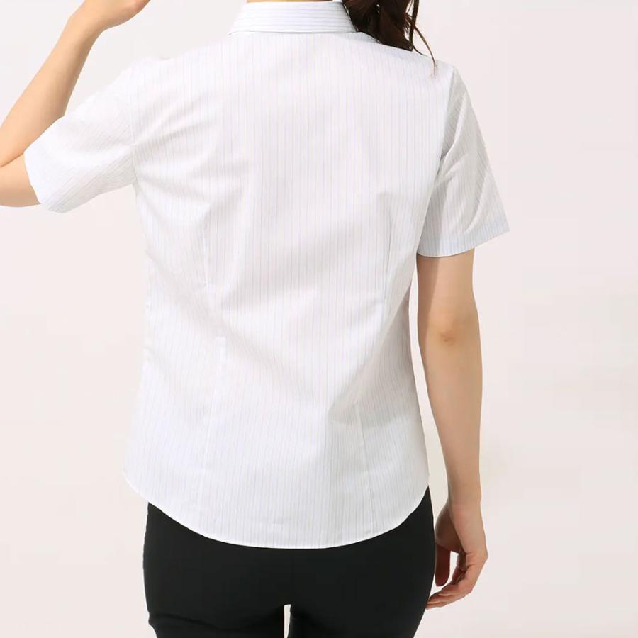 AOYAMA 【洋服の青山】汗染み軽減 ブラウス レディース 半袖 夏 ブルー