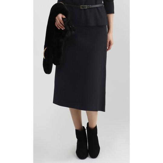 AOYAMA 【洋服の青山】秋冬 ネイビー系 Aラインニットスカート
