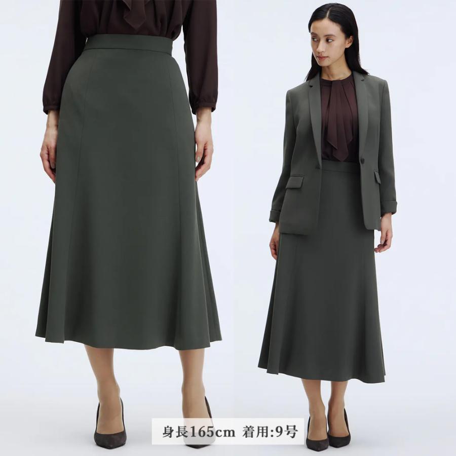 AOYAMA 【洋服の青山】フレアスカート レディース ひざ下 グレー 灰色