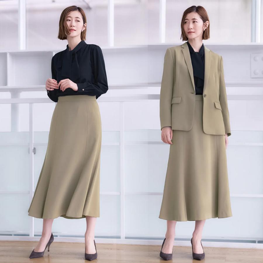 AOYAMA 【洋服の青山】フレアスカート レディース ひざ下 ベージュ